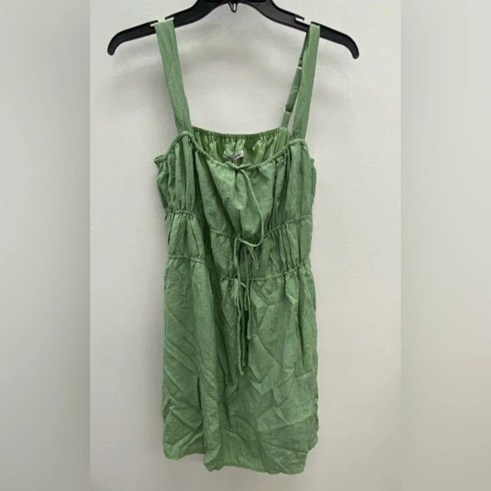 Abercrombie‎ Fitch Green Smocked Tie Front Mini Dress Women's Size S